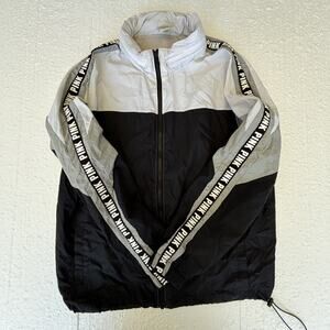Pink Victorias Secret Womens Anorak Windbreaker Jacket Full Zip Black Size XS